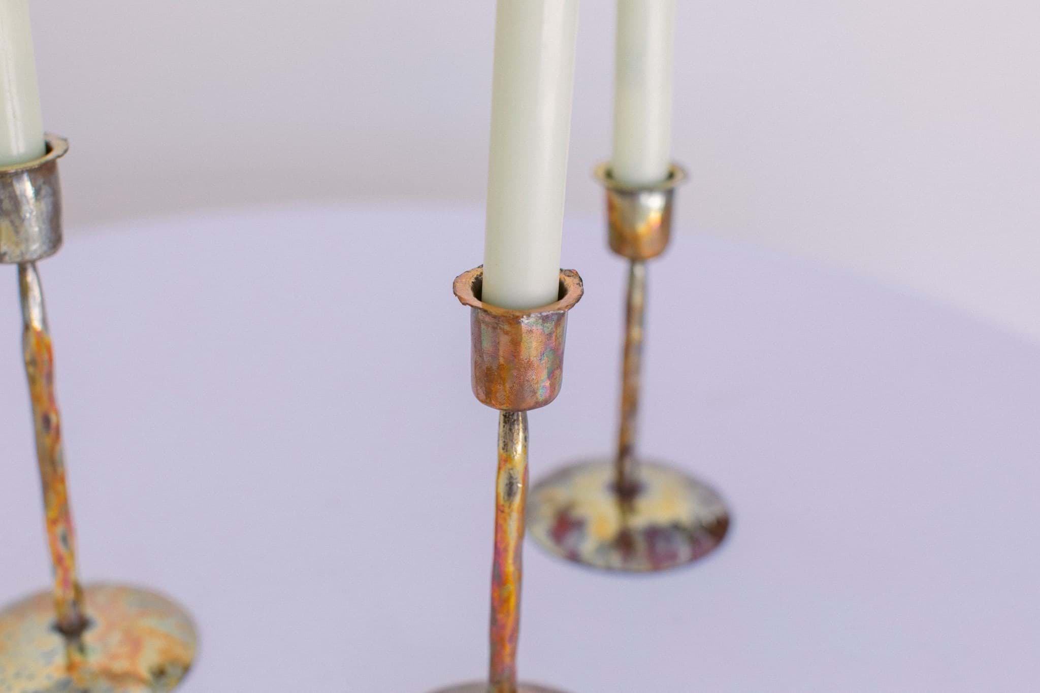 Picture of Burnt Copper Candlesticks Set of 3