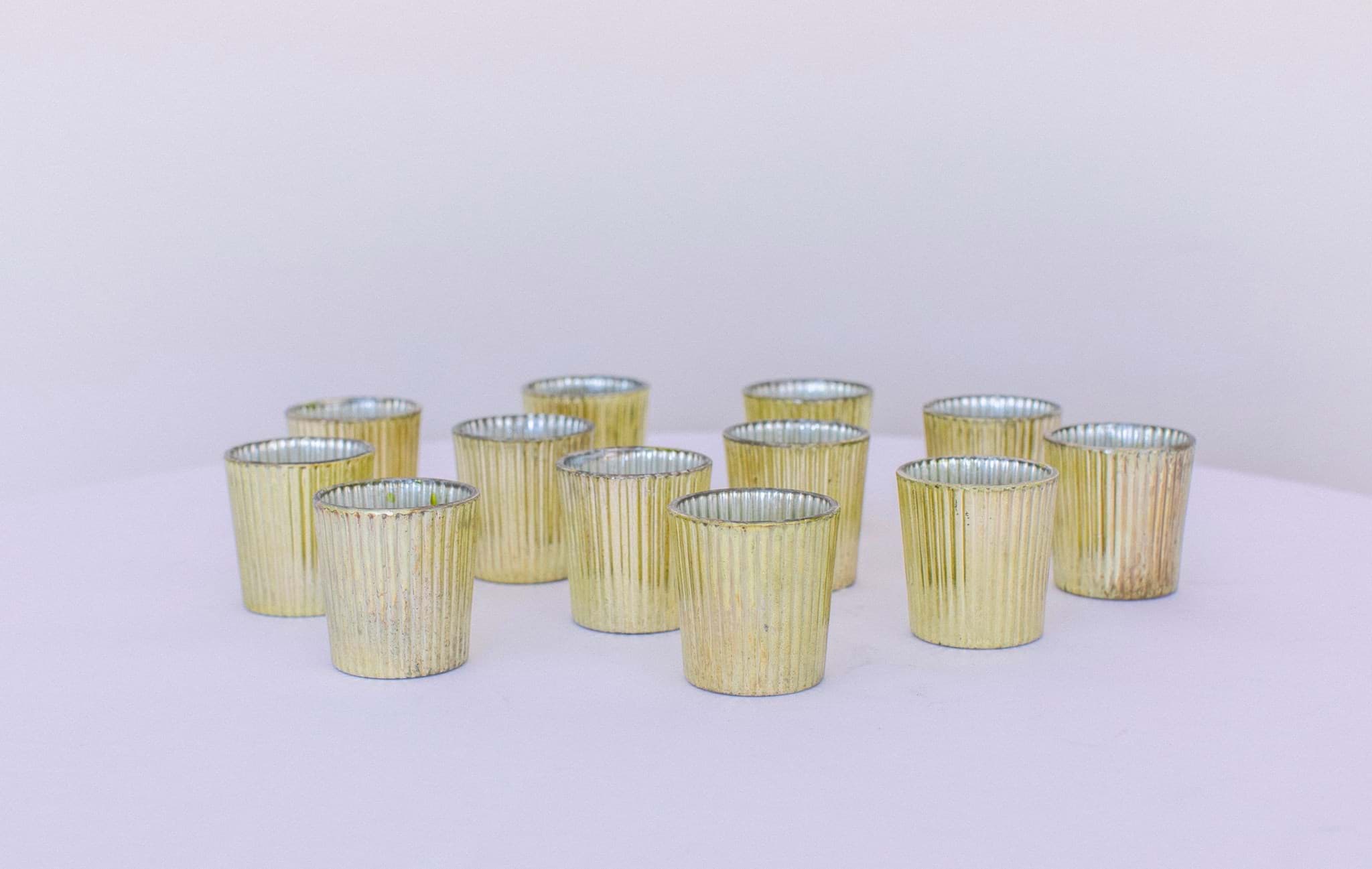 Picture of Ribbed Gold Glass Votives (Set of 12)